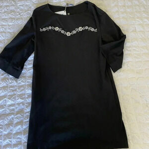 Blumarine black rhinestone shift knit mini dress
